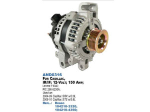 104210-4350 (DENSO) ГенераторCadillac SRX 03-08 Cadillac CTS 02-08