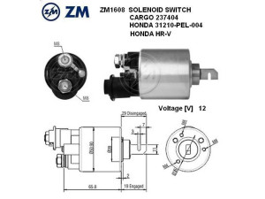 ZM1608 (ZM) Втягивающее реле стартера