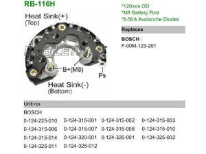 RB-116H (MOBILETRON) Диодный мост генератора