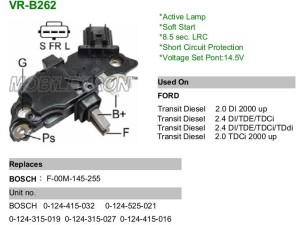 VR-B262 (MOBILETRON) Реле регулятор генератораFord Transit 00-06