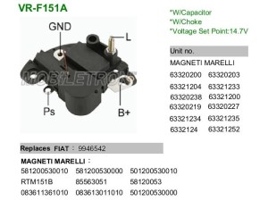 VR-F151A (MOBILETRON) Реле регулятор генератораFiat Seicento 98-10 Fiat Punto 93-99 Fiat Doblo 00-09