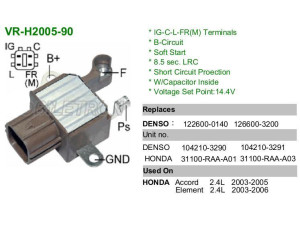 VR-H2005-90 (MOBILETRON) Реле регулятор генератора