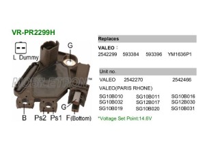 VR-PR2299H (MOBILETRON) Реле регулятор генератораRenault Trafic 00-14 Nissan Interstar 01-10 Mitsubishi Space Star 98-12