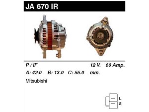 JA670IR (MSG Rebuilding) ГенераторMitsubishi L300 86-04 Mitsubishi Pajero II 91-99 Mitsubishi L200 86-96