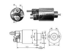 ZM993 (ZM) Втягивающее реле стартераFiat Ducato 02-06 Peugeot 308 (T7) 07-19 Mitsubishi Outlander XL 07-12