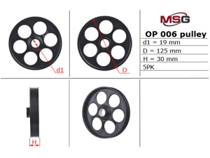 OP019PUL (Saginaw) Шкив насоса ГУРRenault Master II 97-10 Nissan Interstar 01-10 Opel Vivaro 01-14