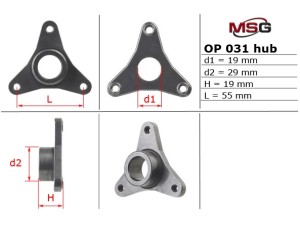 OP031HUB (MSG) Ступица насоса ГУРRenault Master II 97-10 Nissan Interstar 01-10 Citroen C5 01-08