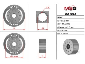 DA002ROTOR (MSG) Ротор, статор и пластины насоса ГУРRenault Clio II 98-05 Ford Galaxy 94-06 VW Golf IV 97-03