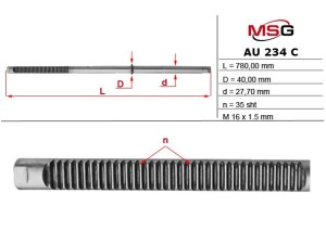 AU234C (MSG) Шток рулевой рейки с ГУРAudi A4 04-08 Audi A4 00-06