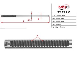 TY211C (MSG) Шток рульової рейки з ГПКToyota Land Cruiser 100 98-07 Lexus LX470 98-07