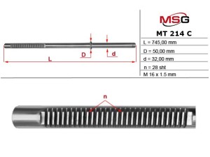 MT214C (MSG) Шток рульової рейки з ГПКMitsubishi L200 15-19 Mitsubishi L200 06-15