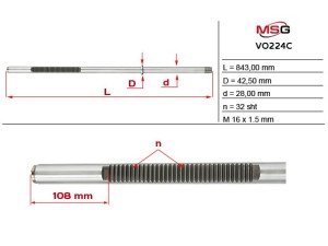 VO224C (MSG) Шток рулевой рейки с ГУРVolvo XC90 02-16 Volvo V70 00-07 Volvo S60 00-09