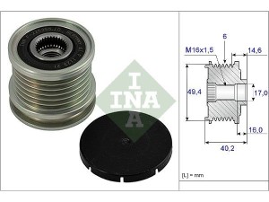 535000110 (INA) Шкив демпферный генератораVW Transporter T4 90-03 Skoda Felicia 94-01 Ford Galaxy 94-06