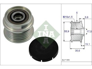 535000510 (INA) Шкив демпферный генератораVW Passat B5 96-05 Audi A4 04-08 Skoda Superb 01-08