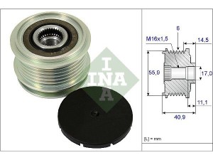 535001210 (INA) Шкив демпферный генератораVW Caddy III 04-15 Audi A4 04-08 SEAT Altea 04-09