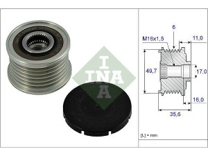 535001610 (INA) Шкив демпферный генератораMercedes-Benz CLK W209 02-10 Mercedes-Benz ML W163 98-05 Mercedes-Benz G-Class W463 90-18