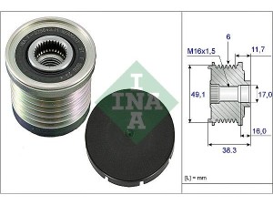 535003010 (INA) Шкив демпферный генератораRenault Trafic 00-14 Nissan Interstar 01-10 Mitsubishi Space Star 98-12