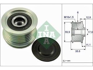 535004110 (INA) Шкив демпферный генератораVW Golf VI 09-14 Audi A4 04-08 Skoda Octavia A5 04-13