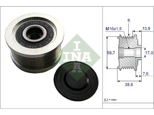 535004610 (INA) Шків демпферний генератораHyundai Sonata NF 04-09 Hyundai Tucson 04-09 Kia Sportage 04-10