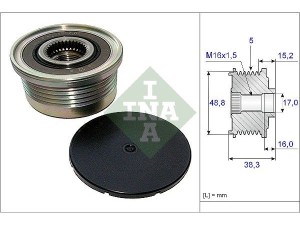 535004810 (INA) Шкив демпферный генератораRenault Trafic 00-14 Nissan Interstar 01-10 Mitsubishi Space Star 98-12