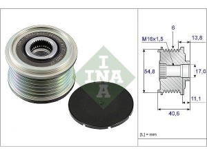 535010210 (INA) Шків демпферний генератораRenault Kangoo 09-17 Nissan Qashqai 07-14 Dacia Duster 10-17