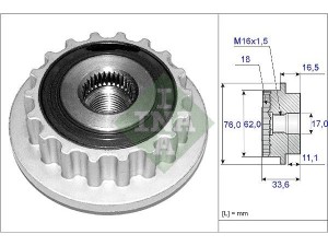 535011810 (INA) Шкив демпферный генератораVW Phaeton 02-16 VW Touareg 02-10 VW Transporter T5 03-15