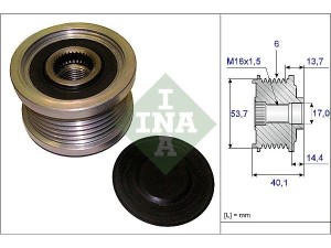 535020210 (INA) Шкив демпферный генератораBMW X5 E53 00-07 BMW 5 E60-61 03-10 Chevrolet Cruze 09-17