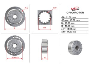 OP006ROTOR (MSG) Ротор, статор и пластины насоса ГУРRenault Master II 97-10 Nissan Interstar 01-10 Citroen C5 01-08