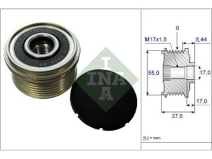 535024610 (INA) Шкив демпферный генератораPeugeot 4007 07-12 Nissan Micra 10-17 Mitsubishi Lancer X 07-