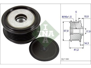 535024810 (INA) Шкив демпферный генератораHyundai i-30 12-17 Hyundai Elantra MD 11-16 Kia Soul 08-13