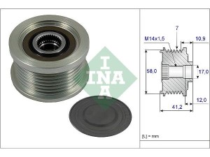 535023210 (INA) Шкив демпферный генератораToyota Corolla 07-13 Toyota Avensis 03-10 Lexus IS 05-13