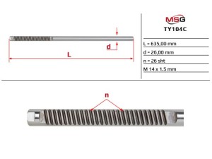 TY104C (MSG) Шток рулевой рейки без ГУРToyota Auris E150 06-12 Toyota Corolla 07-13 Lexus CT 200h 10-22