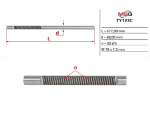 TY123C (MSG) Шток рульової рейки без ГПКToyota Camry 11-18 Lexus ES 12-18