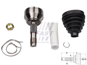 FT25080K (FAST) ШРУС наружный комплектFiat Ducato 06-14 Peugeot Boxer 06-14 Citroen Jumper 06-14
