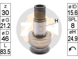 ZN1904 (ZEN) Бендикс стартераNissan Primera P12 02-08 Nissan X-Trail T30 00-09 Nissan Almera N16 00-06