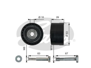 T42140 (GATES) Ролик ГРМ паразитныйFiat Doblo 09-23 Opel Astra J 10-15 Suzuki SX-4 06-14