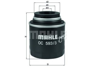 OC593/3 (MAHLE) Фільтр маслянийVW Passat B7 10-15 Audi A3 03-12 Skoda Octavia A5 04-13