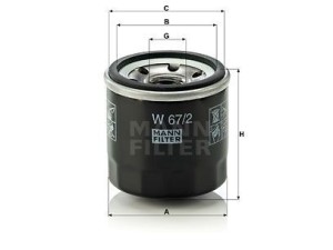 W67/2 (MANN-FILTER) Фильтр масляныйNissan Pixo 09-13 Opel Agila B 08-14 Chevrolet Aveo 06-16