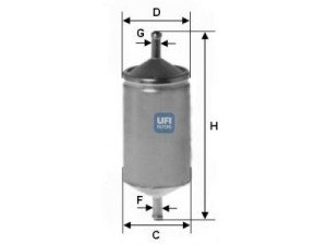 31.501.00 (UFI) Фильтр топливныйSEAT Toledo I 91-99 VW Caddy II 95-04 Fiat Fiorino 88-00