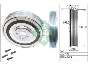 544 0080 20 (INA) Шкив коленвалаFiat Doblo 09-23 Opel Astra H 04-14 Cadillac BLS 05-09