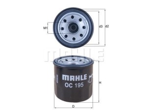 OC195 (MAHLE) Фильтр масляныйNissan Juke 10-19 Mazda 3 09-13 Subaru Impreza 92-01