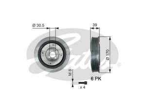 TVD1013A (GATES) Шкив коленвалаFiat Doblo 09-23 Opel Astra H 04-14 Suzuki SX-4 06-14