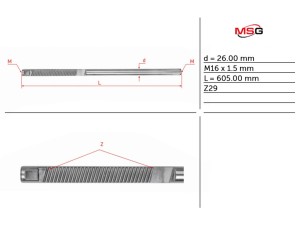 SU401.NLA0.C (MSG) Шток рулевой рейки с ЭУРSubaru Legacy 03-09 Subaru Impreza 07-11 Subaru Forester 08-13