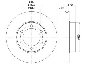 ND1034K (NISSHINBO) Диск тормознойToyota Hilux 05-16 Toyota Fortuner 05-15 Toyota FJ Cruiser 06-16