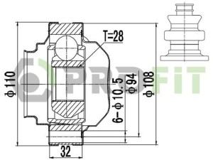 2810-3036 (PROFIT) ШРУС внутренний комплектVW Passat B7 10-15 Audi A3 03-12 Skoda Octavia A7 13-19