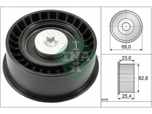 532003310 (INA) Ролик ГРМ паразитный 1.4MPI 16V, 1.6MPI 16V, 1.8MPI 16VOpel Astra H 04-14 Chevrolet Lacetti 04-13 SAAB 9-3 02-11
