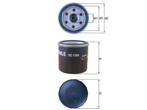 OC1566 (MAHLE) Фильтр масляныйRenault Megane III 09-16 Hyundai Elantra MD 11-16 Kia Rio UB 11-17