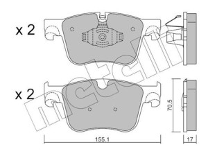 2209851 (METELLI) Колодки тормозные дисковые передние комплектToyota ProAce City 19- Peugeot Partner 08- Citroen Berlingo 18-