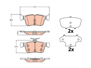 GDB2133 (TRW) Колодки тормозные дисковые задниеFord Mondeo V 13-20 Ford Fusion 13-20 Ford Kuga 13-21