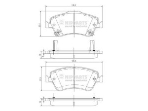 J3602124 (NIPPARTS) Колодки тормозные дисковые передниеToyota Auris E150 06-12 Toyota Corolla 07-13